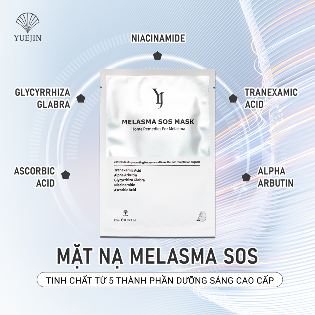 Mặt nạ dưỡng trắng da Melasma SOS Mask hộp 10 miếng 16 Mặt nạ trắng da Yuejin Melasma SOS