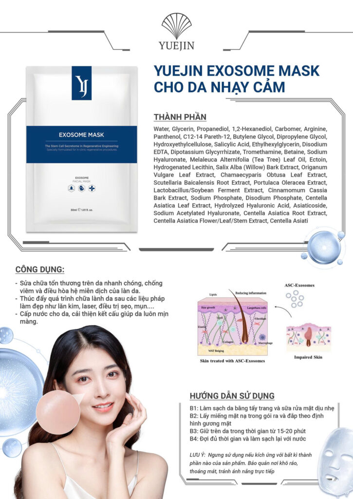 Mặt nạ tế bào gốc EXOSOME Mask cho da nhạy cảm hộp 10 miếng - Yuejin